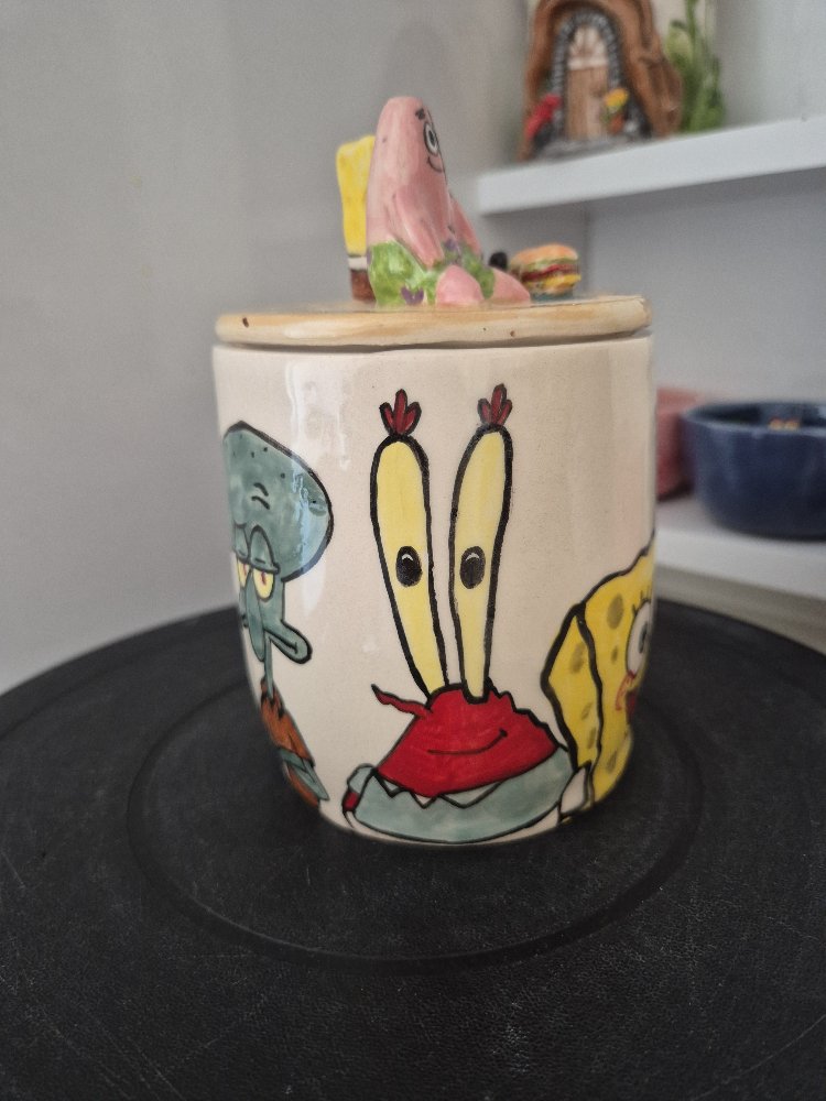 Süngerbob Patrick Seramik El Yapımı Kavanoz