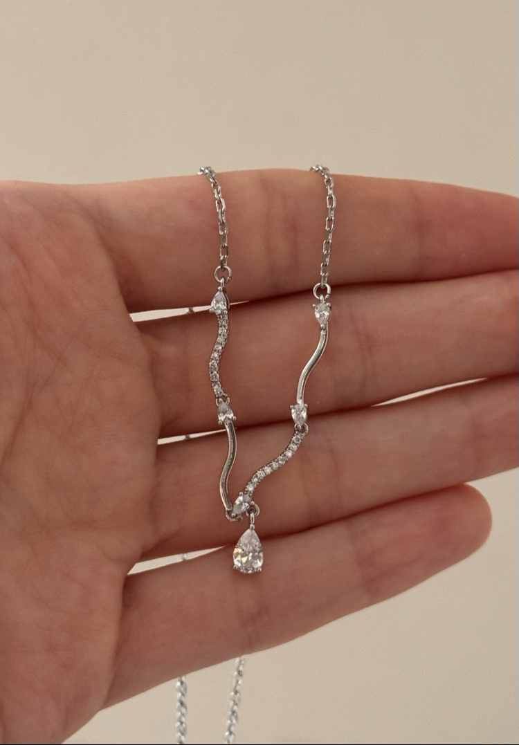 Damla taşlı kolye / xuping (silver)