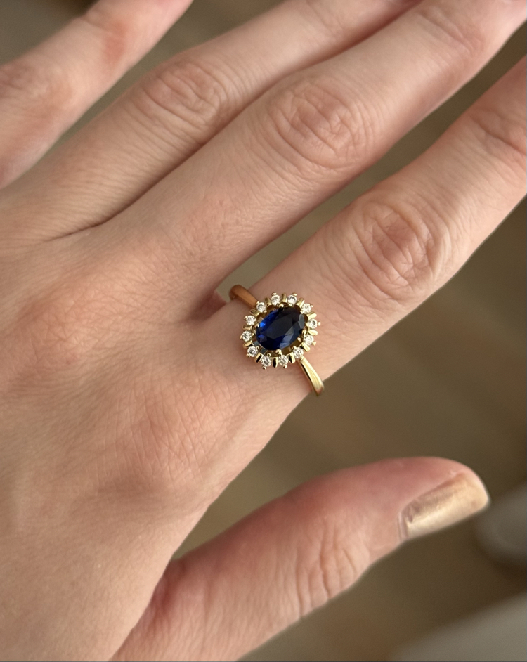 Lacivert taşlı vintage yüzük / xuping (14kgoldrenk)