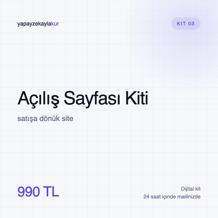 Kit 03 · Açılış Sayfası Kiti — satışa dönük site