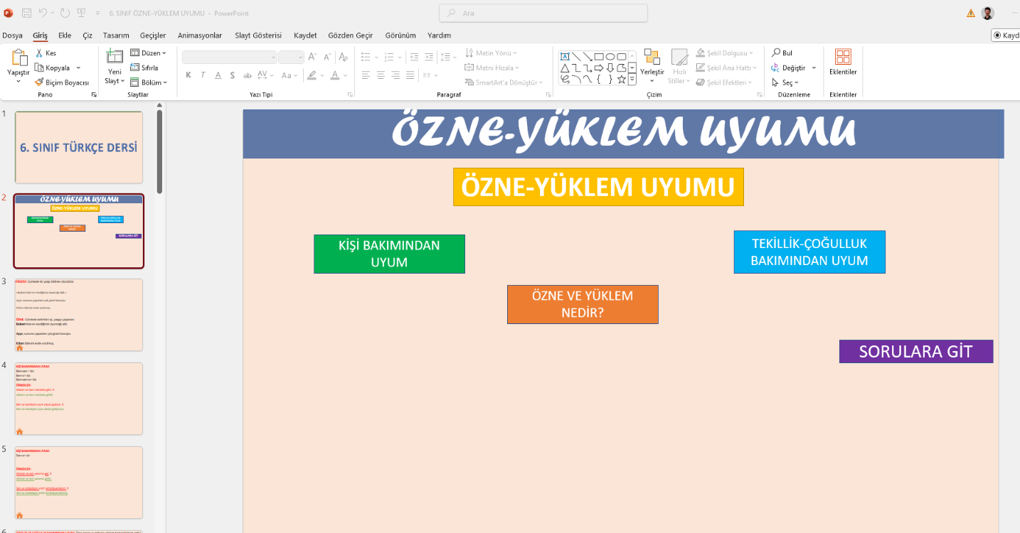 6. SINIF TÜRKÇE DERS SUNUMLARI