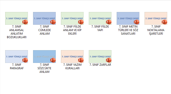 7. SINIF TÜRKÇE DERS SUNUMLARI