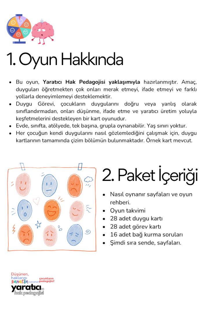 DUYGU GÖREVİ OYUNU, 68 Sayfa PDF Etkinlik Paketi