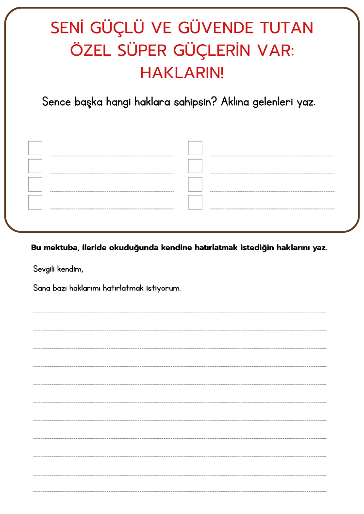 Çocuk Hakları Çalışma Kağıdı Etkinlik Seti