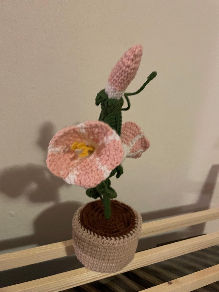 Saksıda El Yapımı Sabah Sefası - Sevimli Amigurumi Dekor