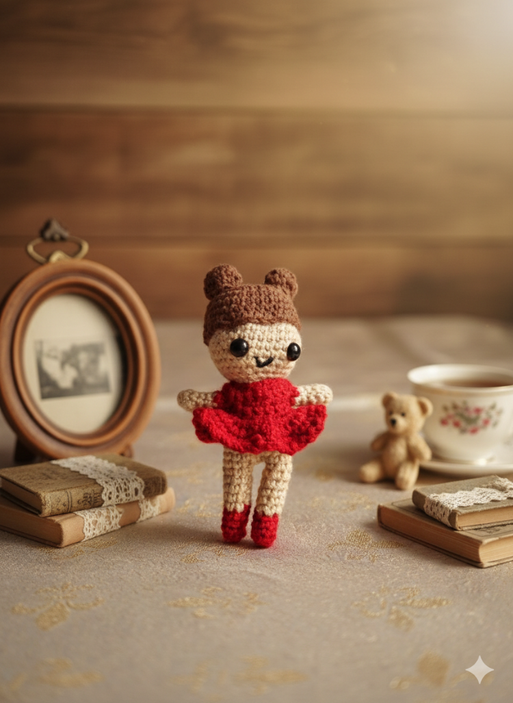 El Örgüsü Kırmızı Bebek Figürü - Tasarım Amigurumi Oyuncak & Hediye