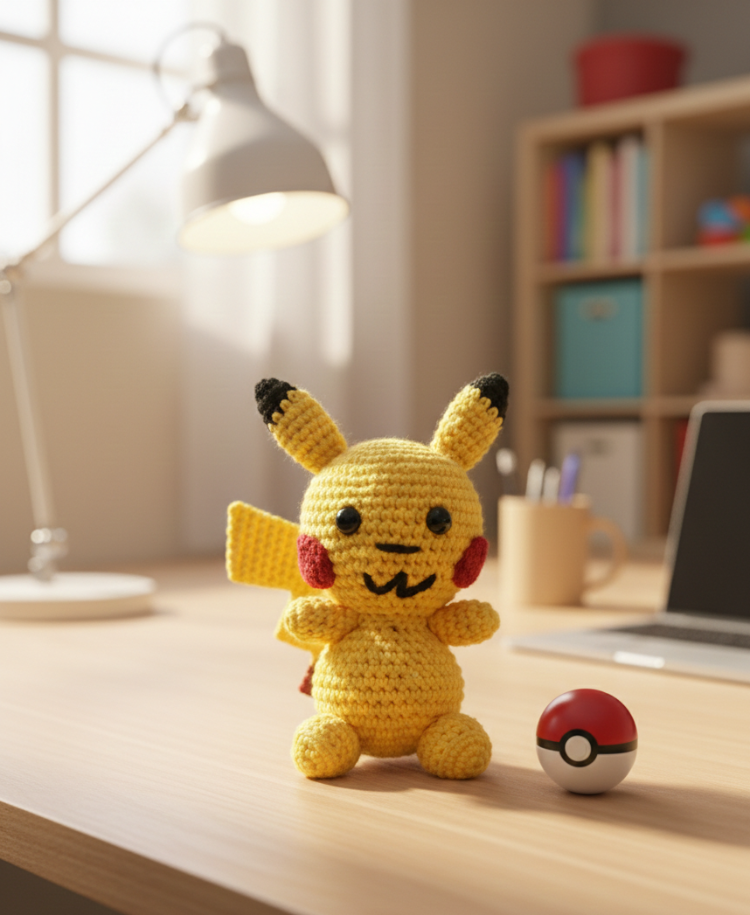 Tasarım Amigurumi Pikachu Figürü - Dekoratif Karakter & Kalıcı Hediye