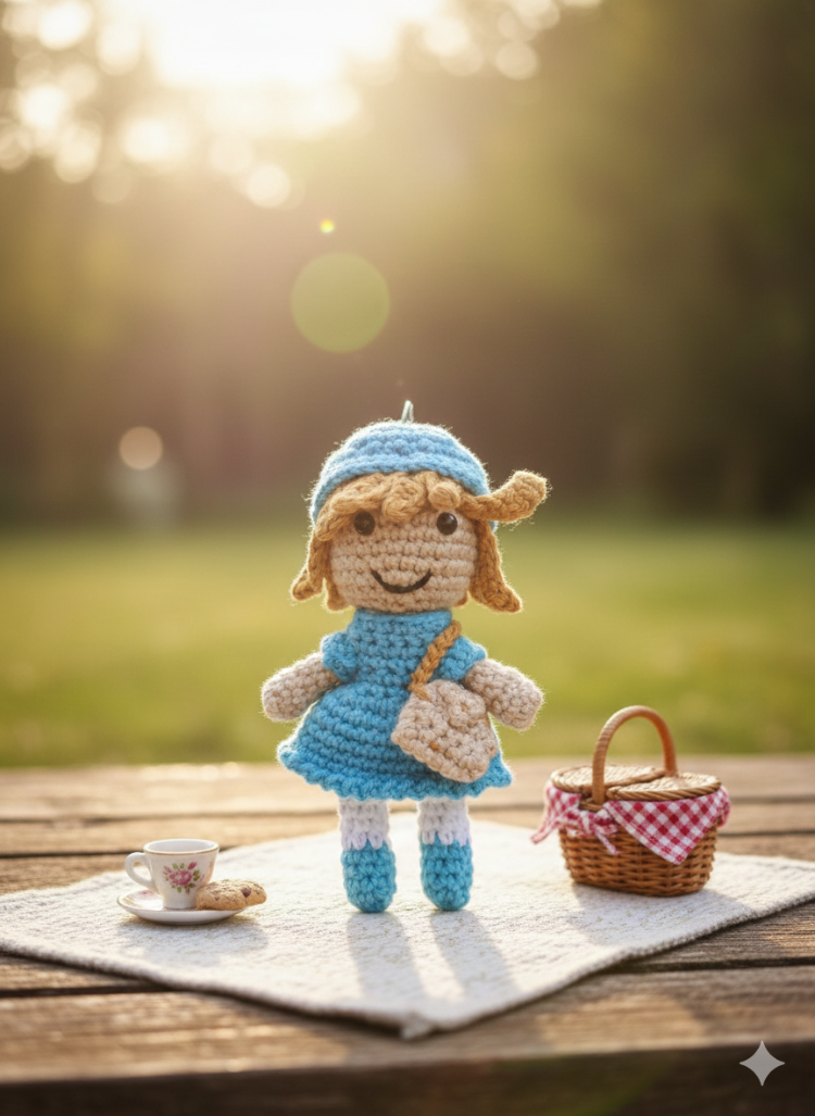 El Örgüsü Mavi Bebek Figürü - Tasarım Amigurumi Oyuncak & Hediye