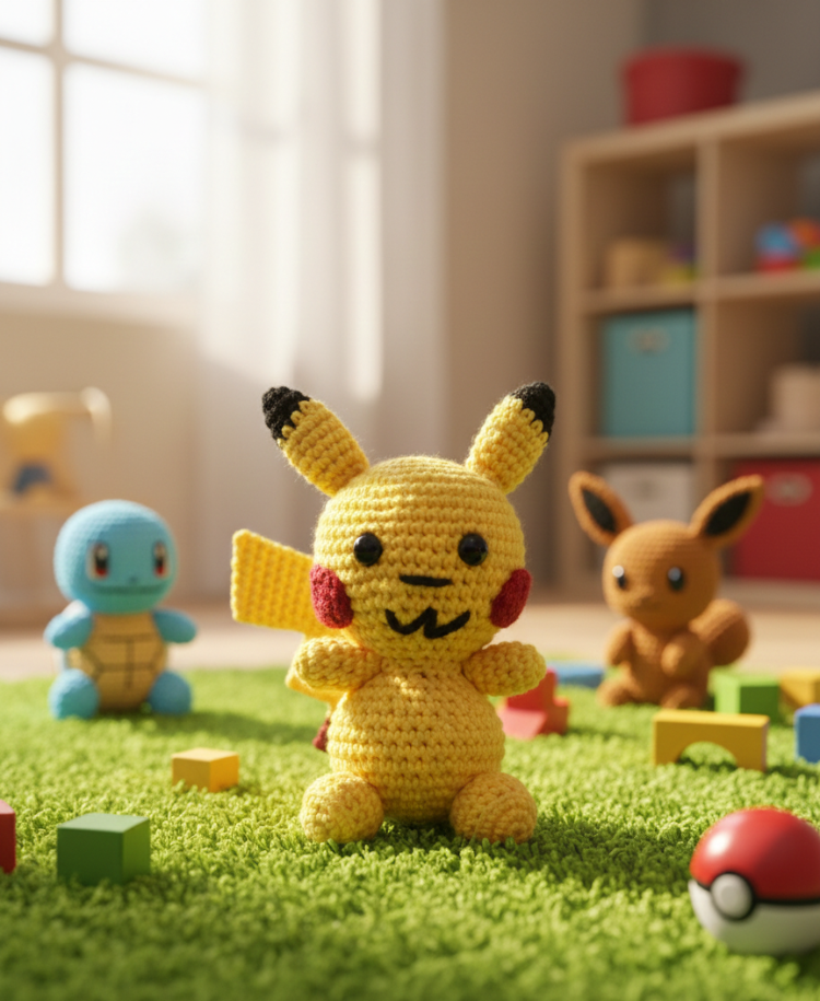 Tasarım Amigurumi Pikachu Figürü - Dekoratif Karakter & Kalıcı Hediye