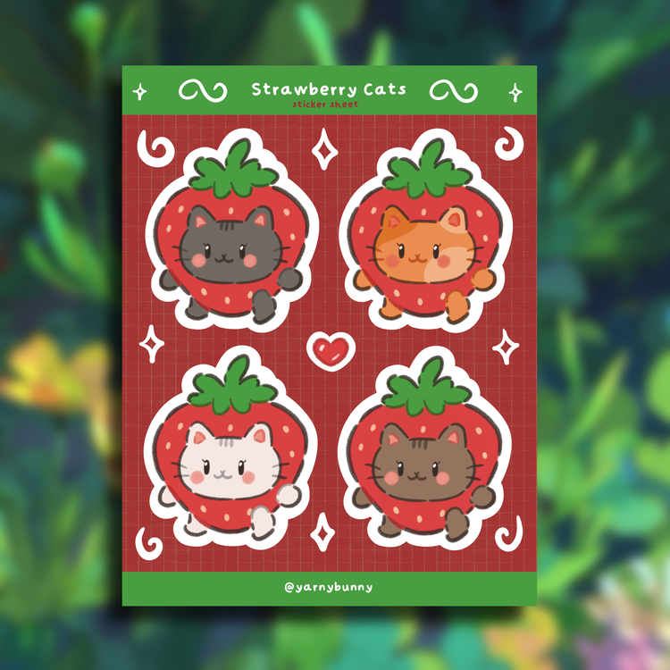 Strawberry Cats Sticker Sheet