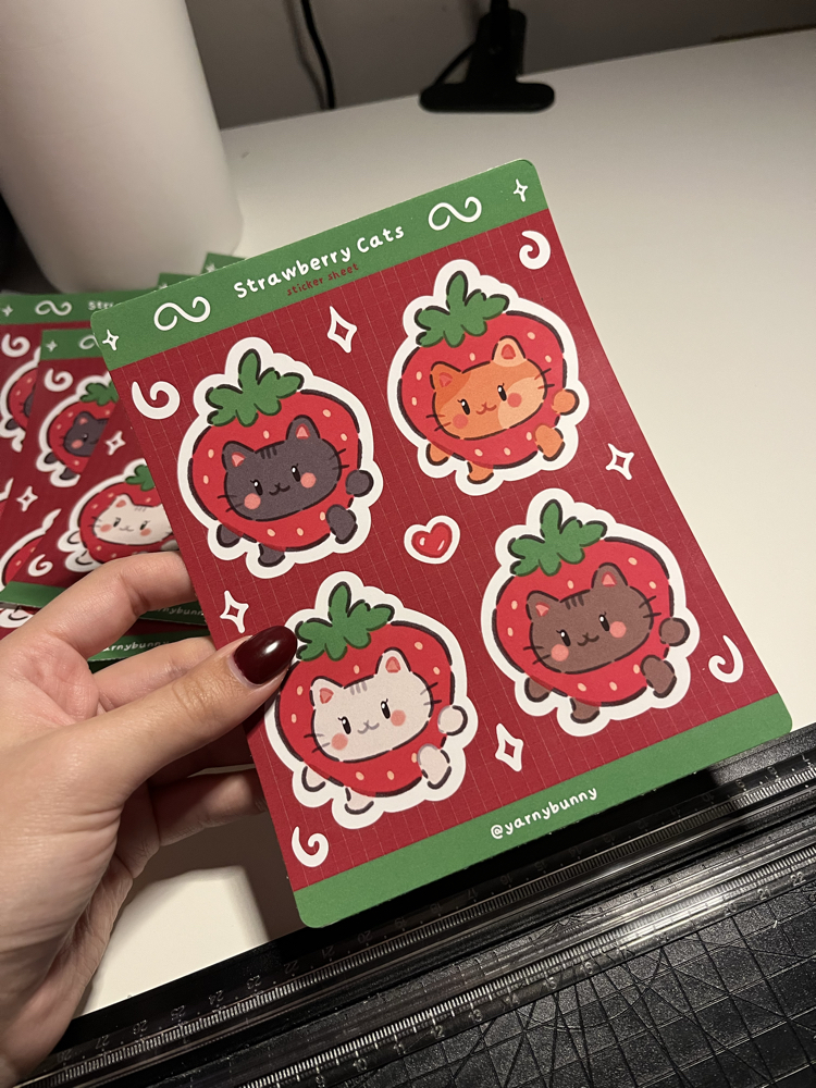 Strawberry Cats Sticker Sheet