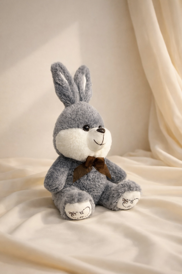 Tombik Gri Tavşan(Kilosu sağlığını etkilemiyor) -45x25cm Kişiye Özel NFC’li Anı Hediyesi
