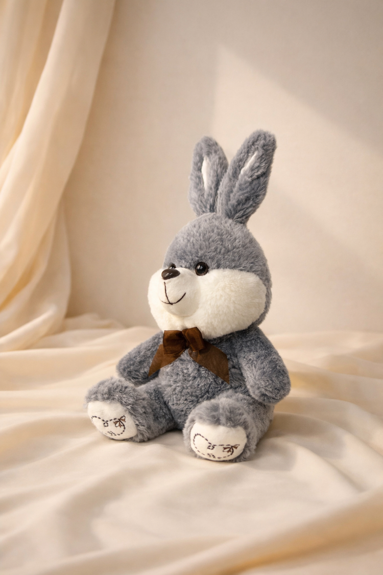 Tombik Gri Tavşan(Kilosu sağlığını etkilemiyor) -45x25cm Kişiye Özel NFC’li Anı Hediyesi