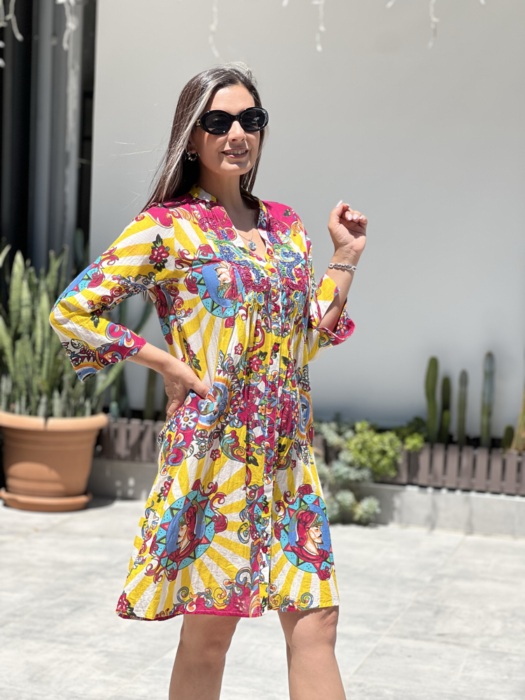 Milano elbise (pembe sarı)