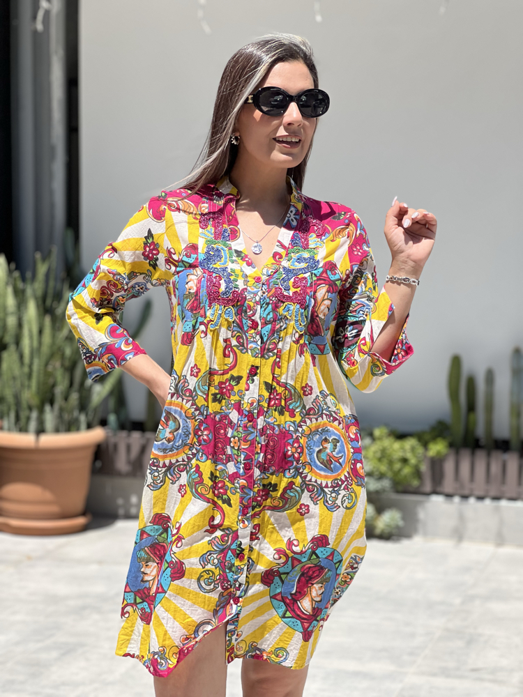Milano elbise (pembe sarı)