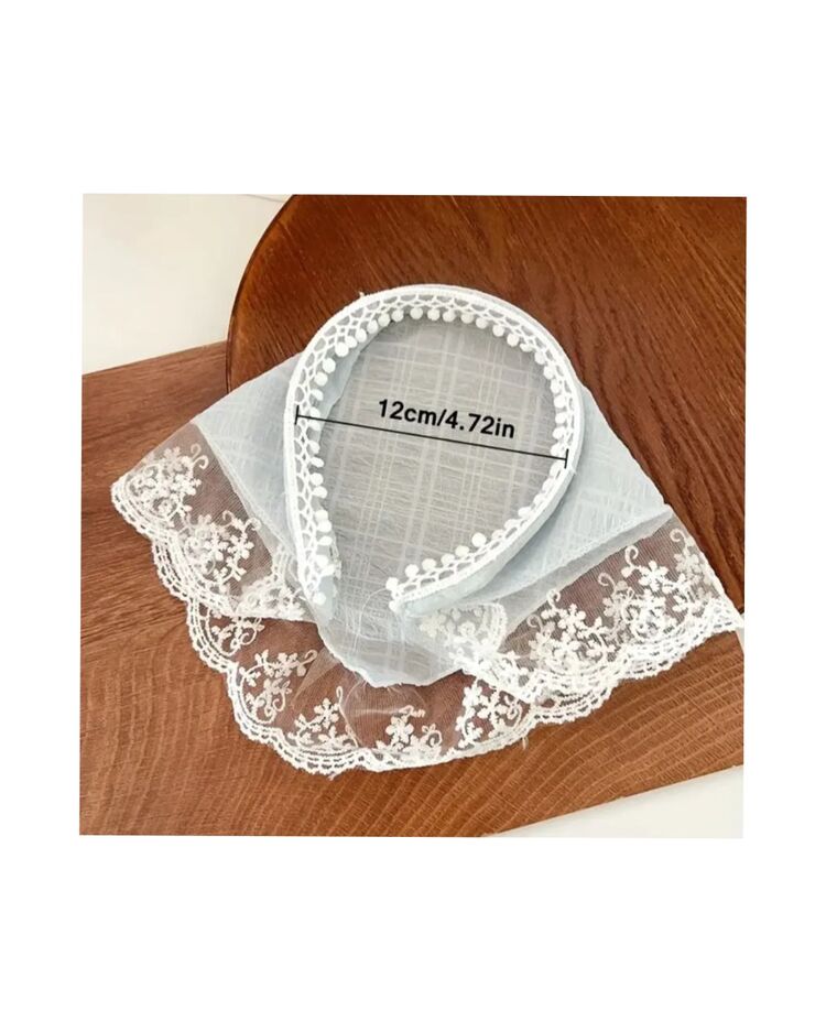 Beyaz Fransız Danteli Üçgen Saç Bandı