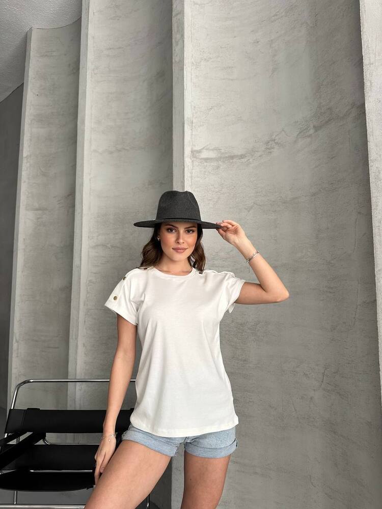 MASSİMO DUTTİ DÜĞMELİ BEYAZ T-SHIRT