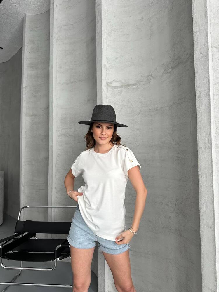 MASSİMO DUTTİ DÜĞMELİ BEYAZ T-SHIRT