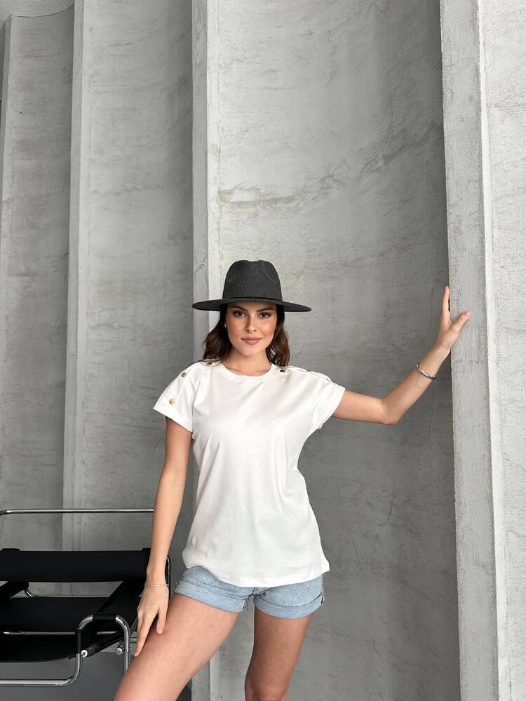 MASSİMO DUTTİ DÜĞMELİ BEYAZ T-SHIRT