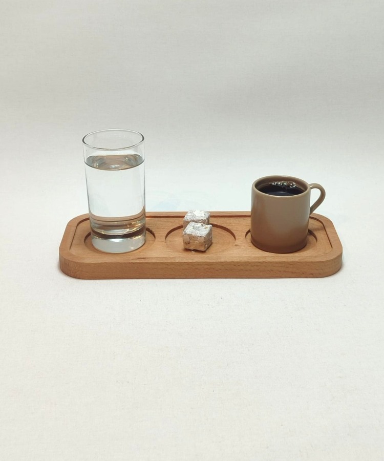 Meşe Ağacından Kahve Sunum Tabağı - MEŞ-003