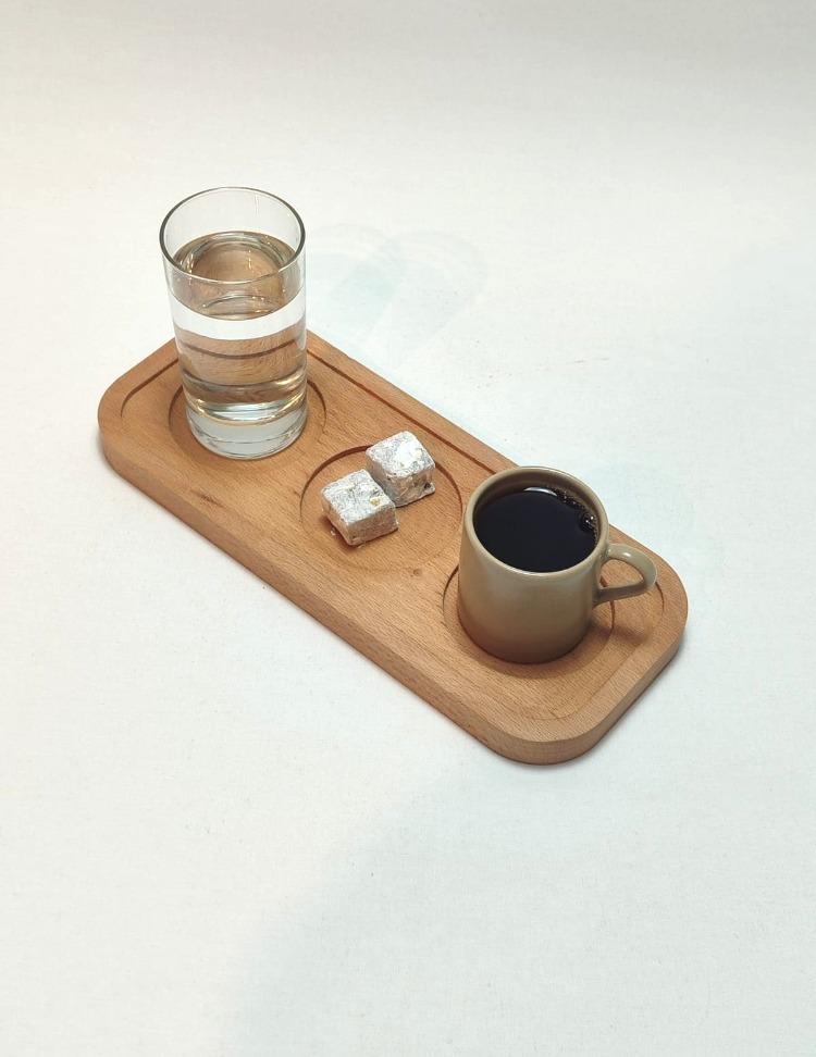 Meşe Ağacından Kahve Sunum Tabağı - MEŞ-003
