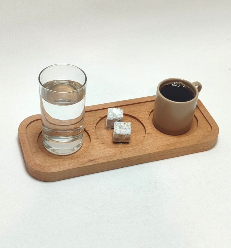 Meşe Ağacından Kahve Sunum Tabağı - MEŞ-003