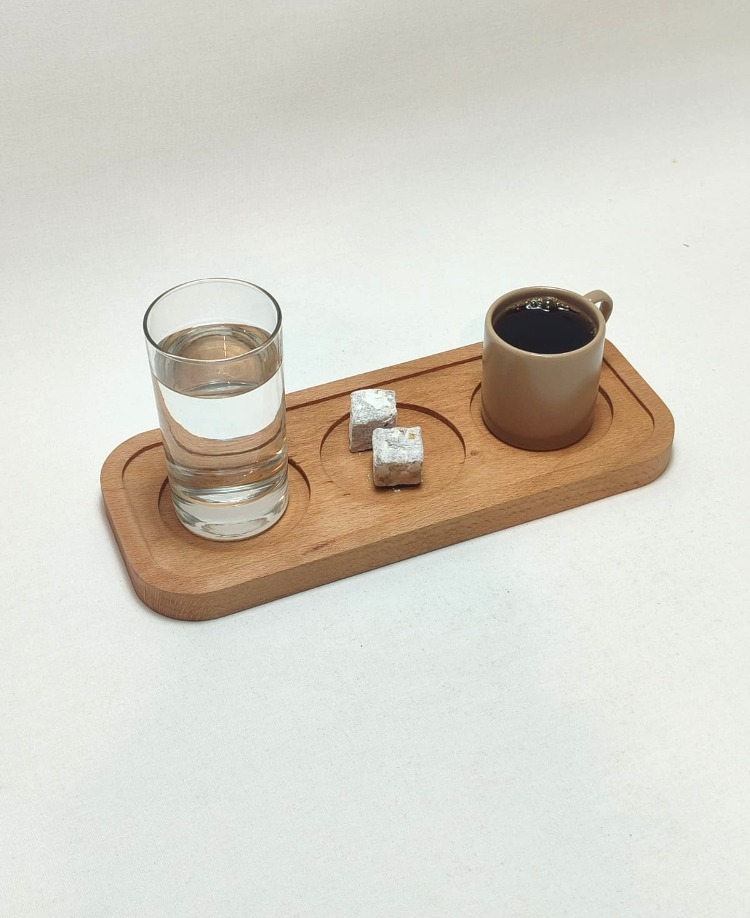 Meşe Ağacından Kahve Sunum Tabağı - MEŞ-003