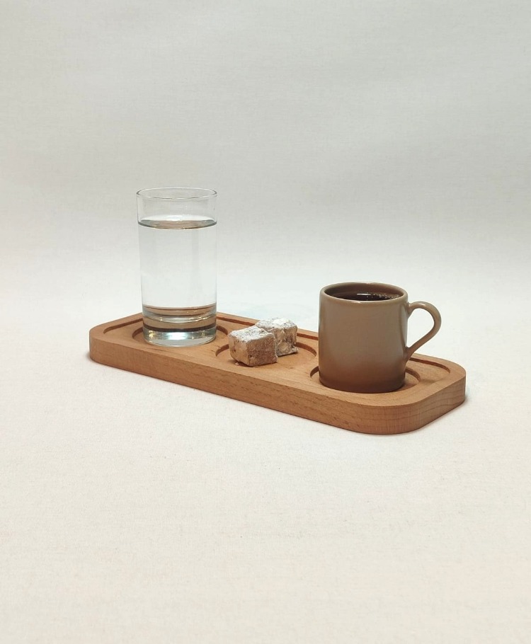 Meşe Ağacından Kahve Sunum Tabağı - MEŞ-003