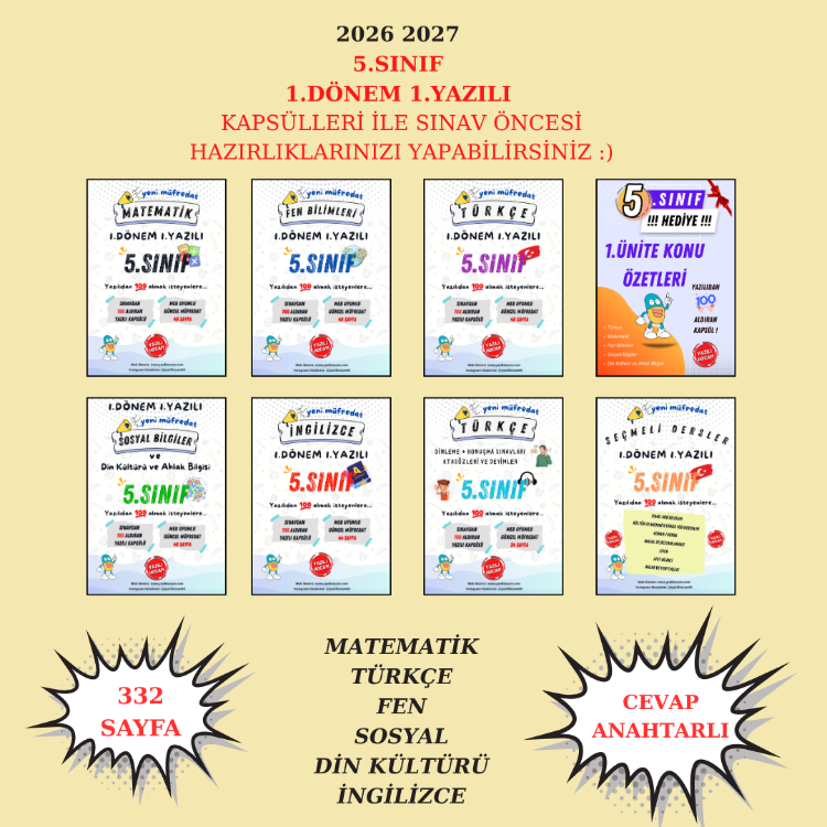 5.Sınıf 1.Dönem 1.Yazılı Kapsülleri