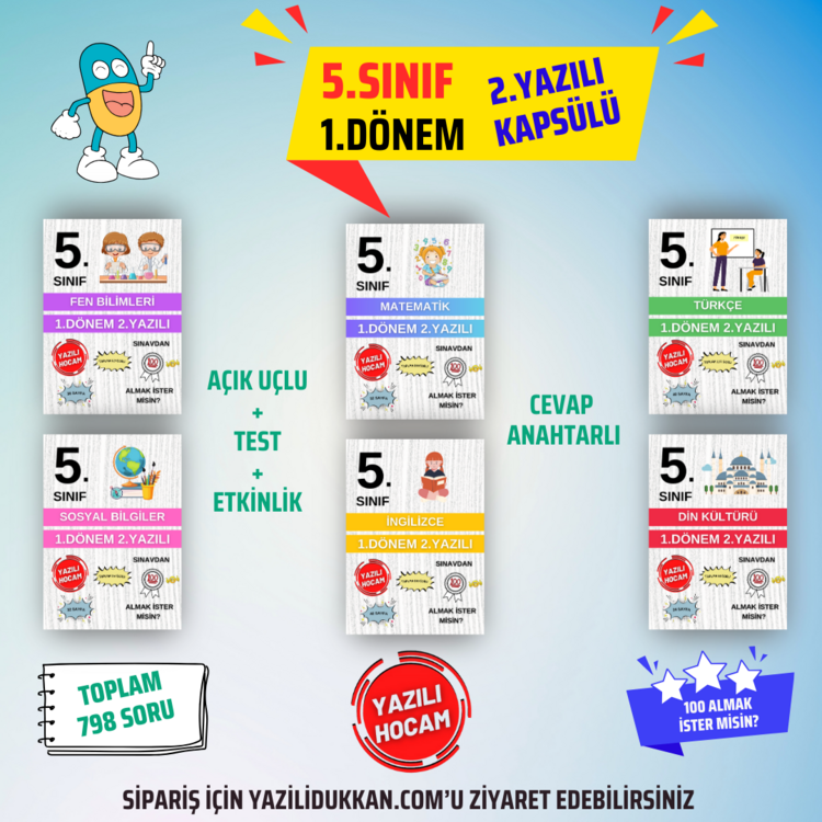 5.Sınıf Yazılıya Hazırlık (Açık Uçlu + Test + Etkinlikli)