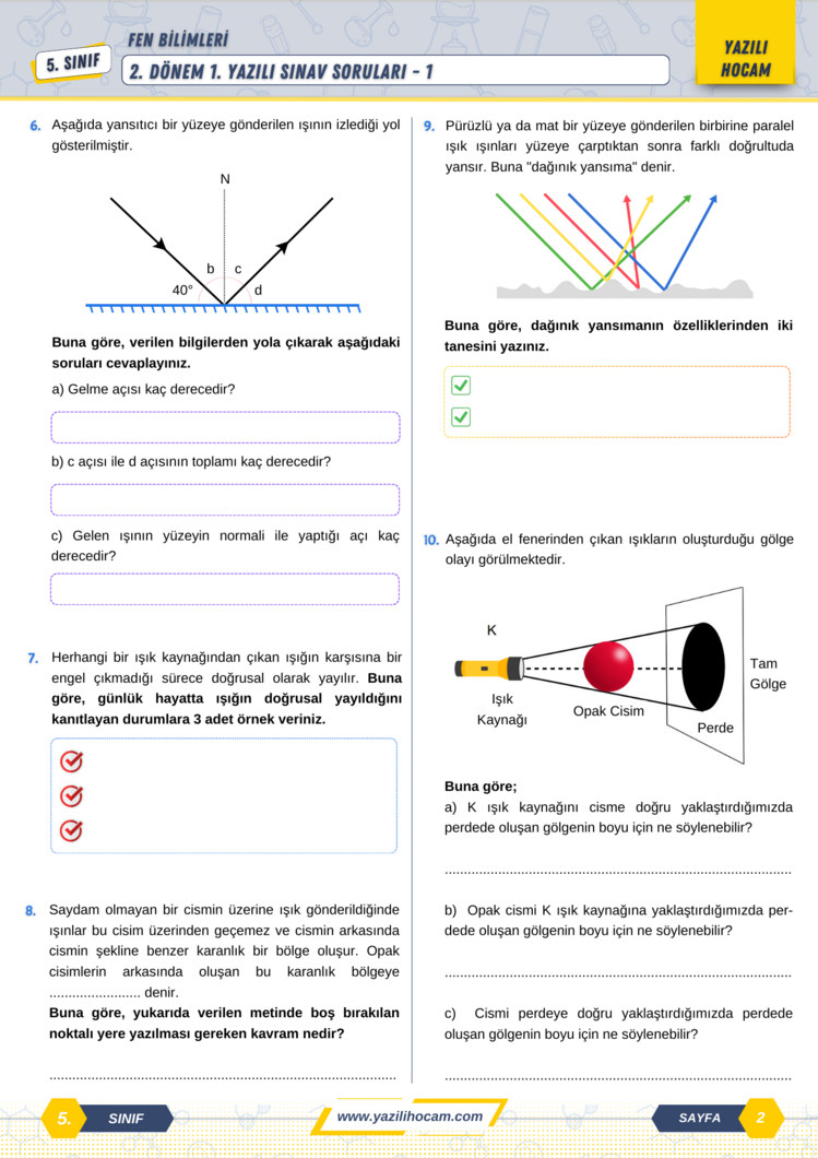 5.Sınıf Yazılıya Hazırlık Kapsülü (AÇIK UÇLU SORULAR)