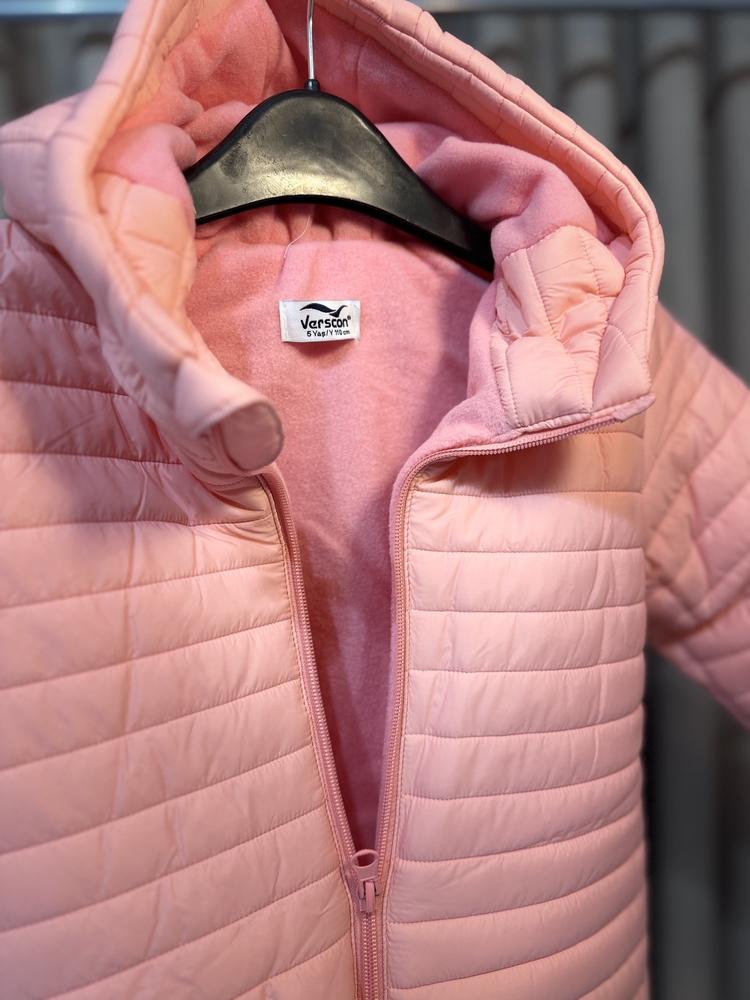 İçi yünlü pembe podufuk mont
