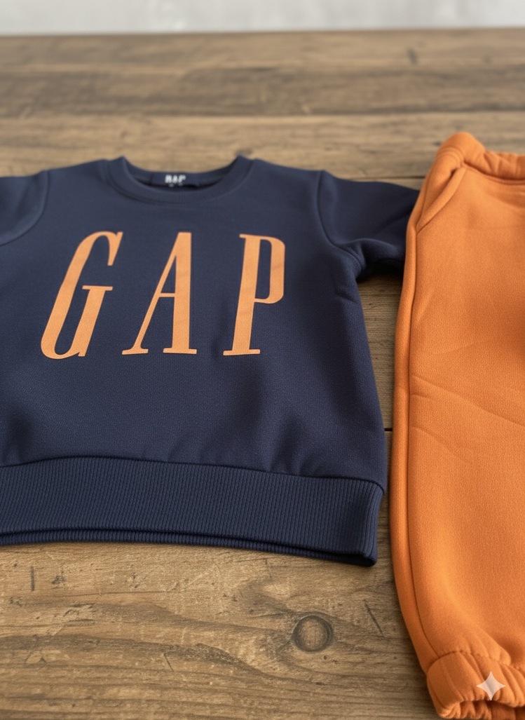 GAP TURUNCU LACİVERT 3 İPLİK ŞARDONLU ALT ÜST TAKIM