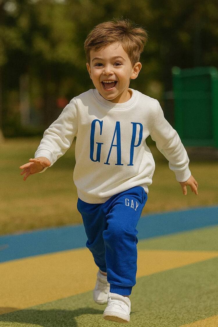 GAP BEYAZ LACİVERT 3 İPLİK ŞARDONLU  ALT ÜST TAKIM