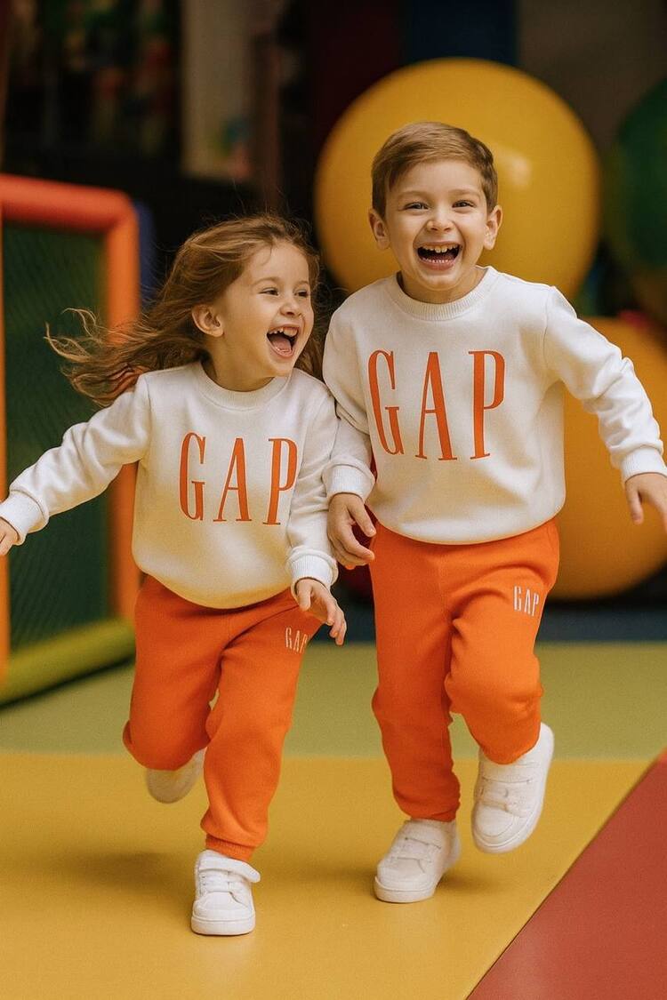 GAP TURUNCU BEYAZ 3 İPLİK ŞARDONLU ALT ÜST TAKIM