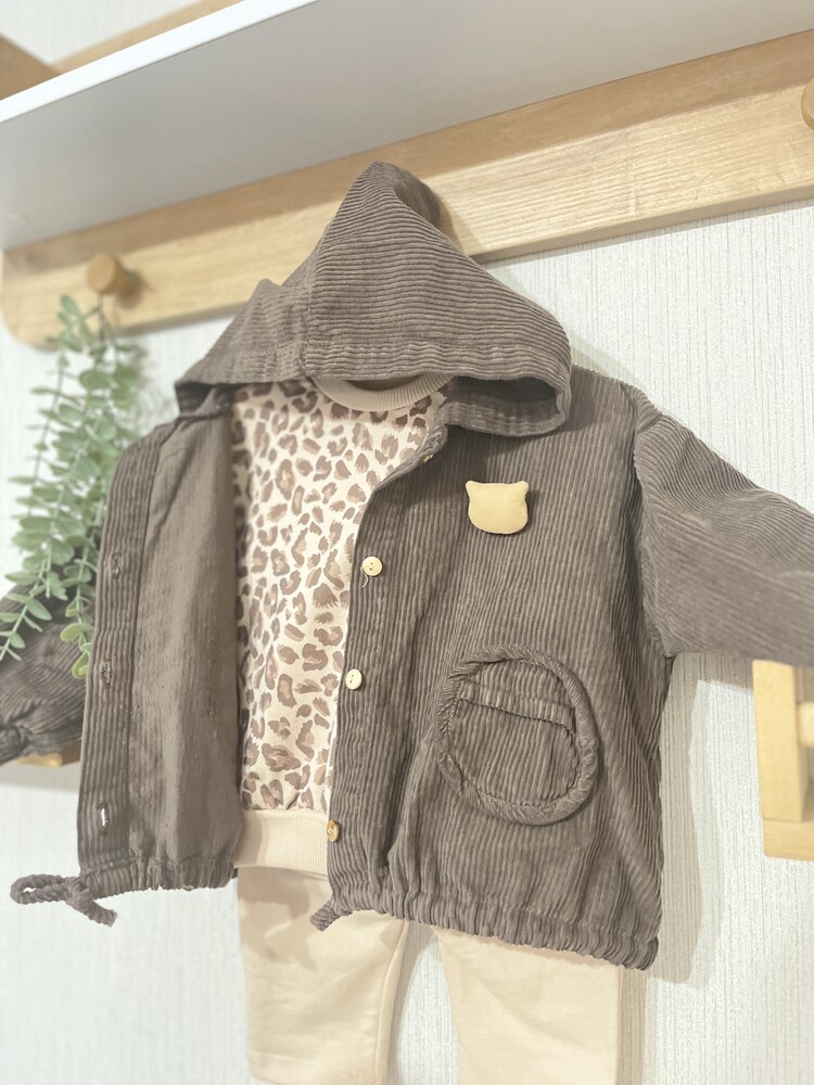 LEOPAR DESENLİ 3LÜ KADİFE TAKIM