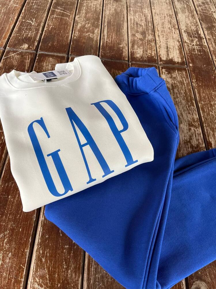 GAP BEYAZ LACİVERT 3 İPLİK ŞARDONLU  ALT ÜST TAKIM