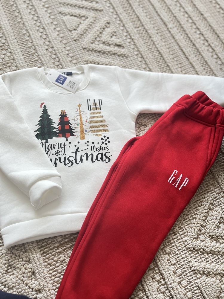  BEBEK-ÇOCUK NOEL DETAYLI 3 İPLİK ŞARDONLU ALT ÜST TAKIM