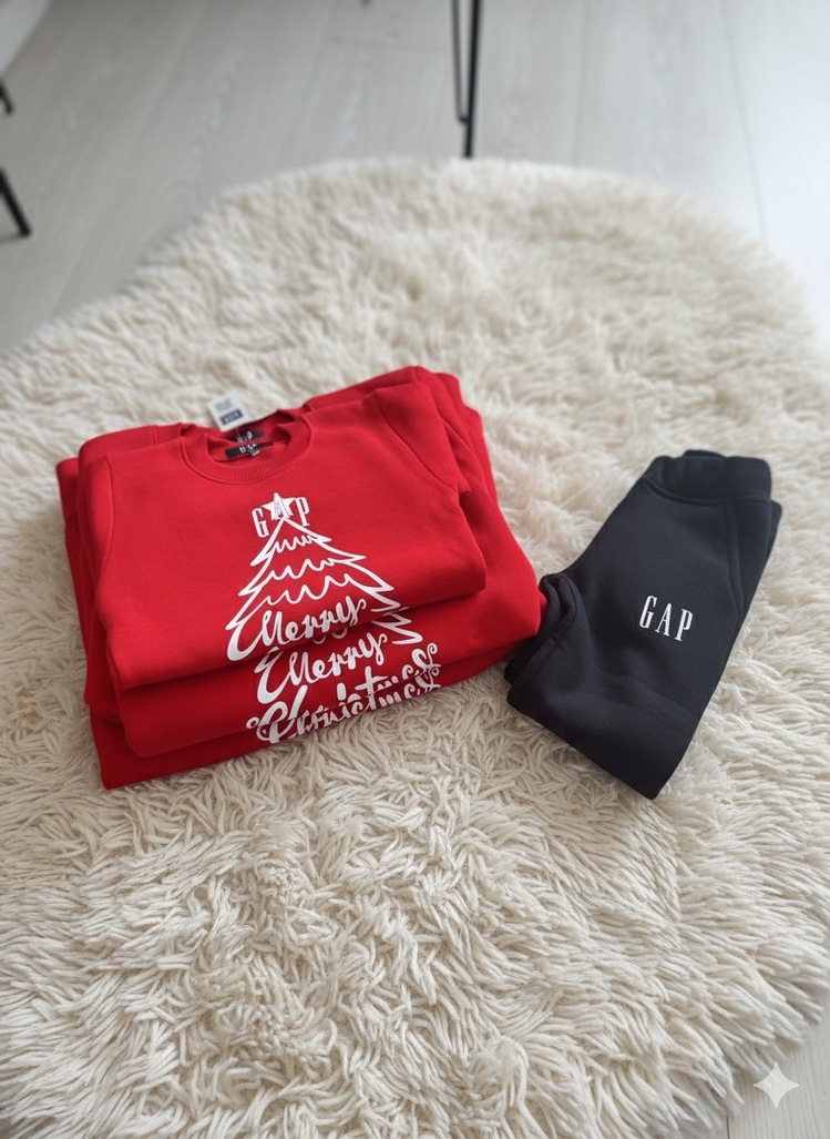 BEBEK-ÇOCUK NOEL DETAYLI 3 İPLİK ŞARDONLU ALT ÜST TAKIM