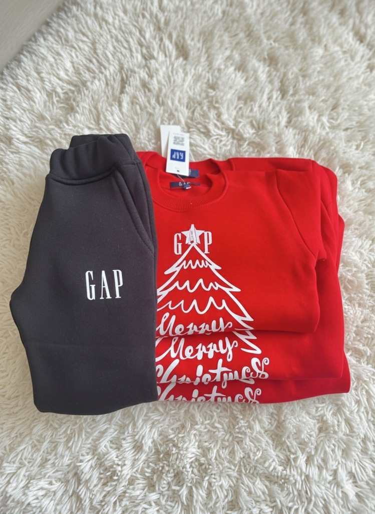 BEBEK-ÇOCUK NOEL DETAYLI 3 İPLİK ŞARDONLU ALT ÜST TAKIM