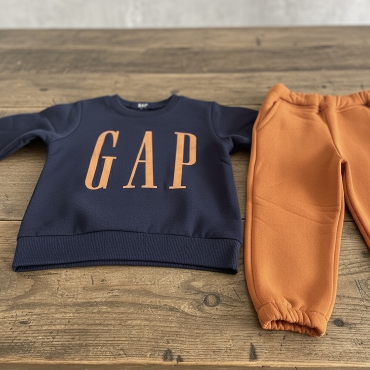 GAP TURUNCU LACİVERT 3 İPLİK ŞARDONLU ALT ÜST TAKIM