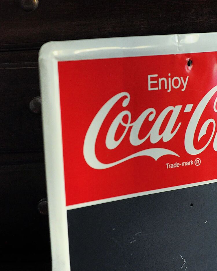 Coca Cola 1991 Teneke Yazı Panosu 