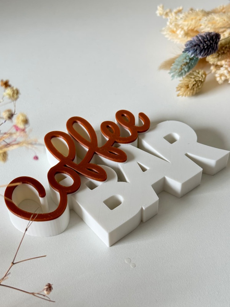 Dekoratif "Coffee Bar" Yazılı 3D Figür
