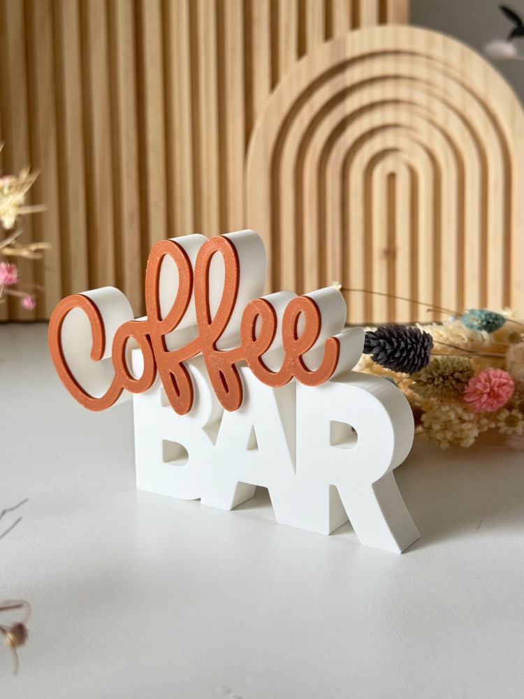 Dekoratif "Coffee Bar" Yazılı 3D Figür