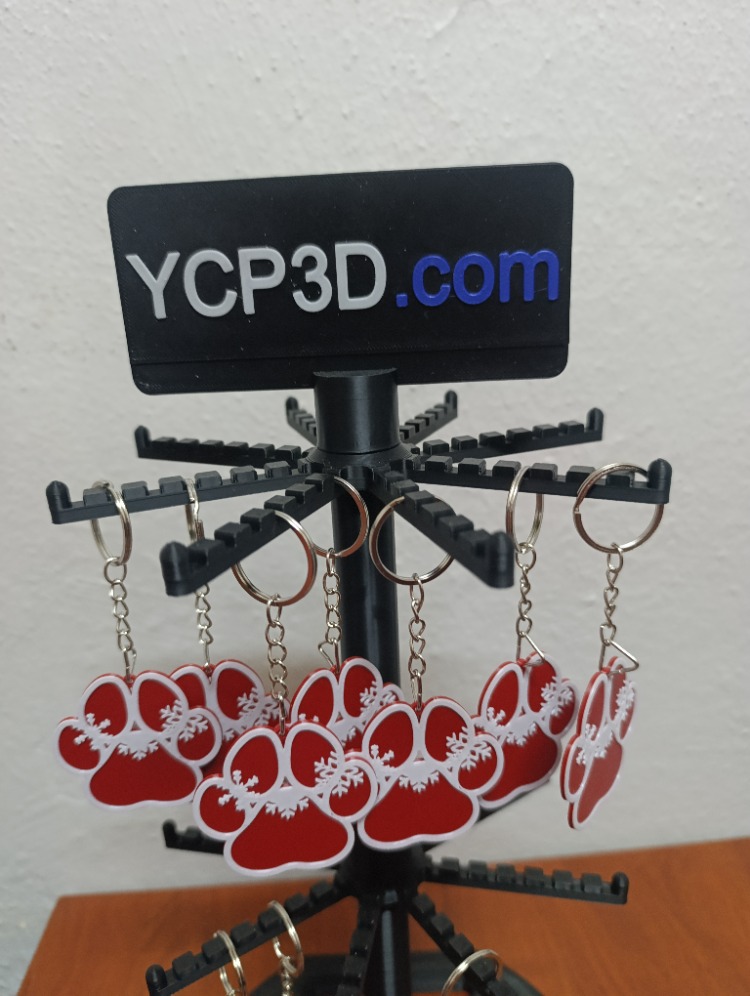 Kırmızı Pati Kar Taneli Anahtarlık