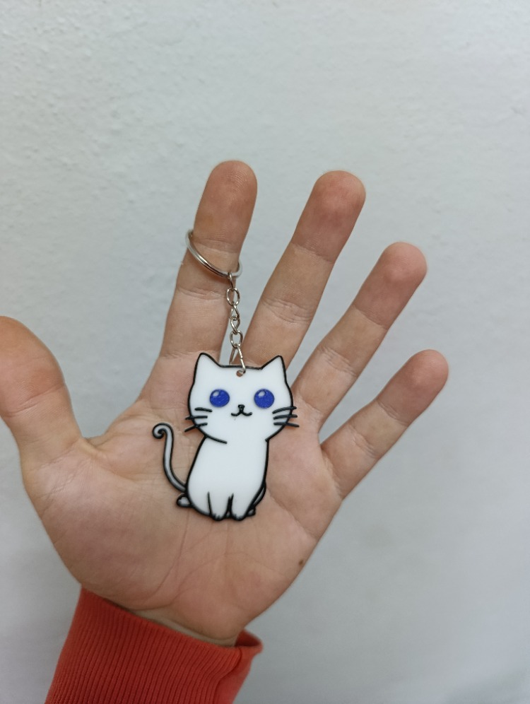 Mavi Gözlü Beyaz Kedi Anahtarlık