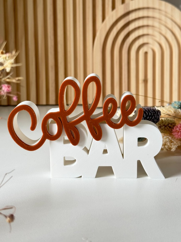 Dekoratif "Coffee Bar" Yazılı 3D Figür