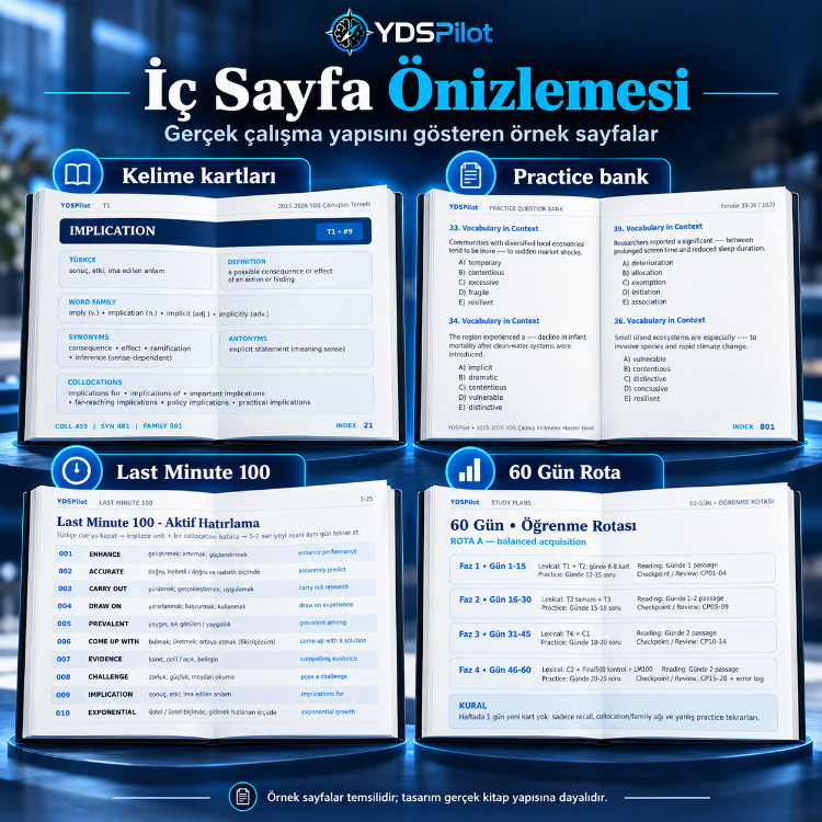 YDSPilot 2015–2026 YDS Çıkmış Kelimeler Master Book