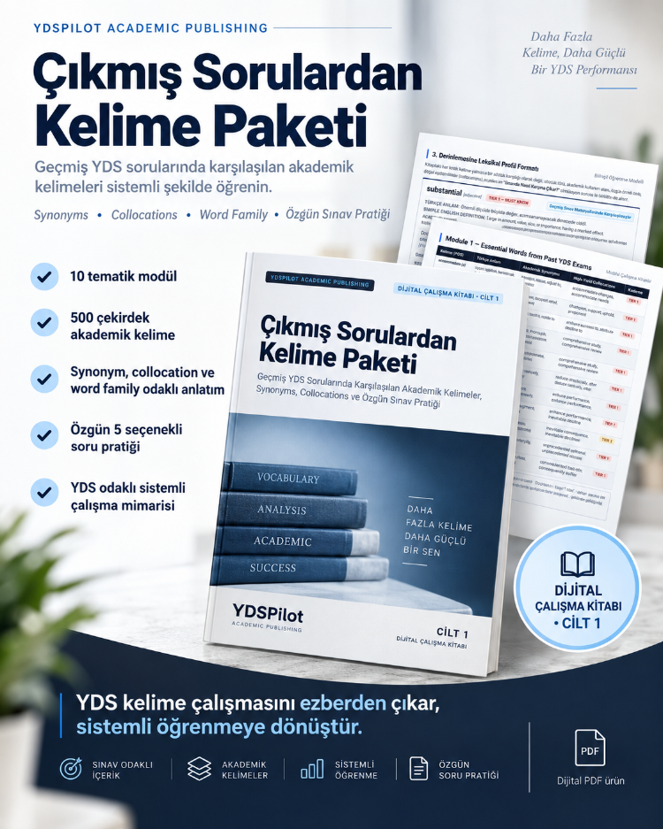 YDSPilot Çıkmış Sorulardan Kelime Paketi – 500 Akademik Kelime | YDS Vocabulary Master Pack