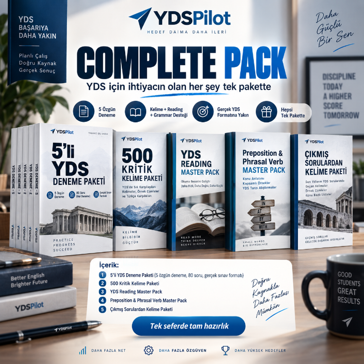 YDSPilot Complete Pack | 5’li YDS Deneme + 4 Premium Hazırlık Paketi